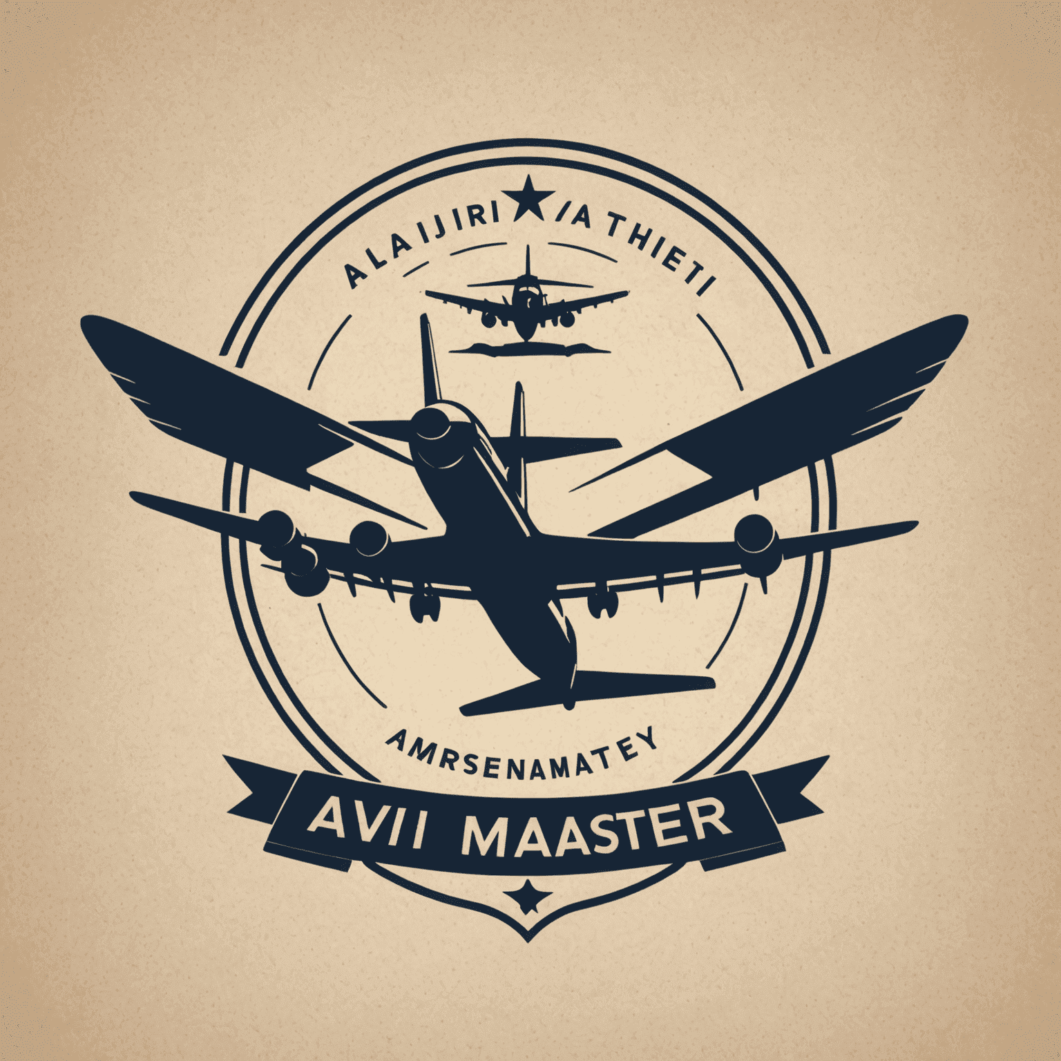 AVI-MASTER logo - A stylized airplane silhouette with the company name