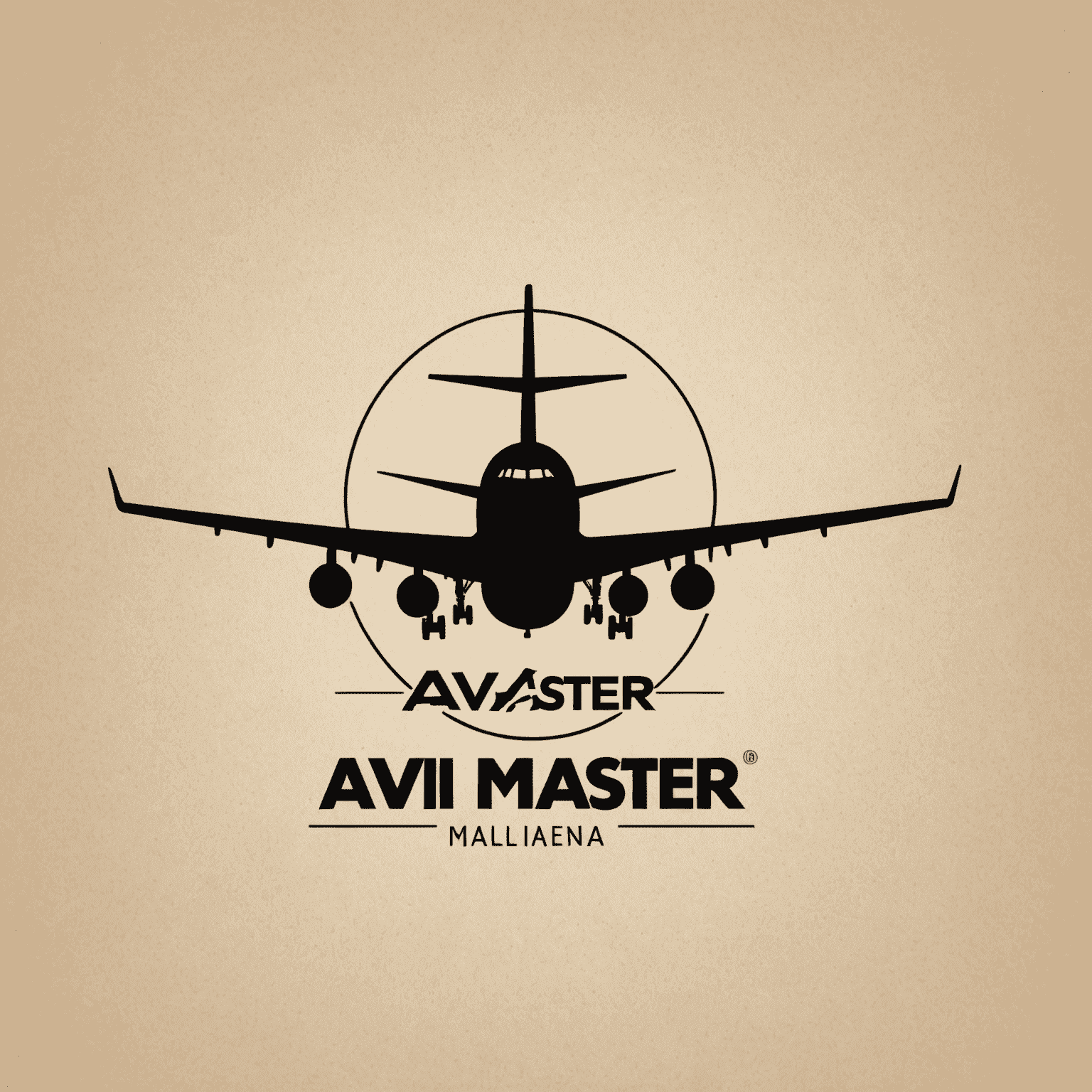 AVI-MASTER logo - A stylized airplane silhouette with the company name